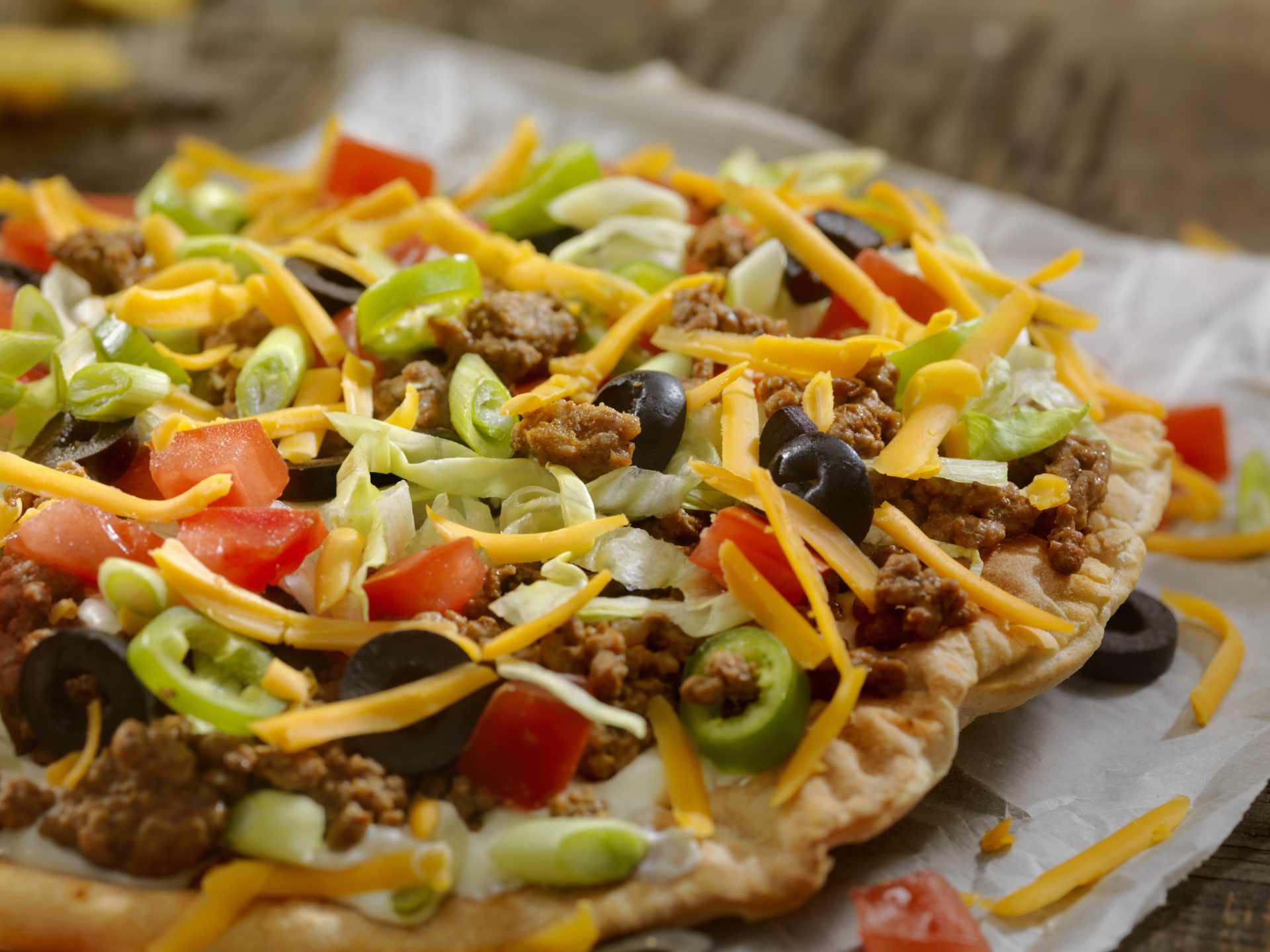 completed taco pizza