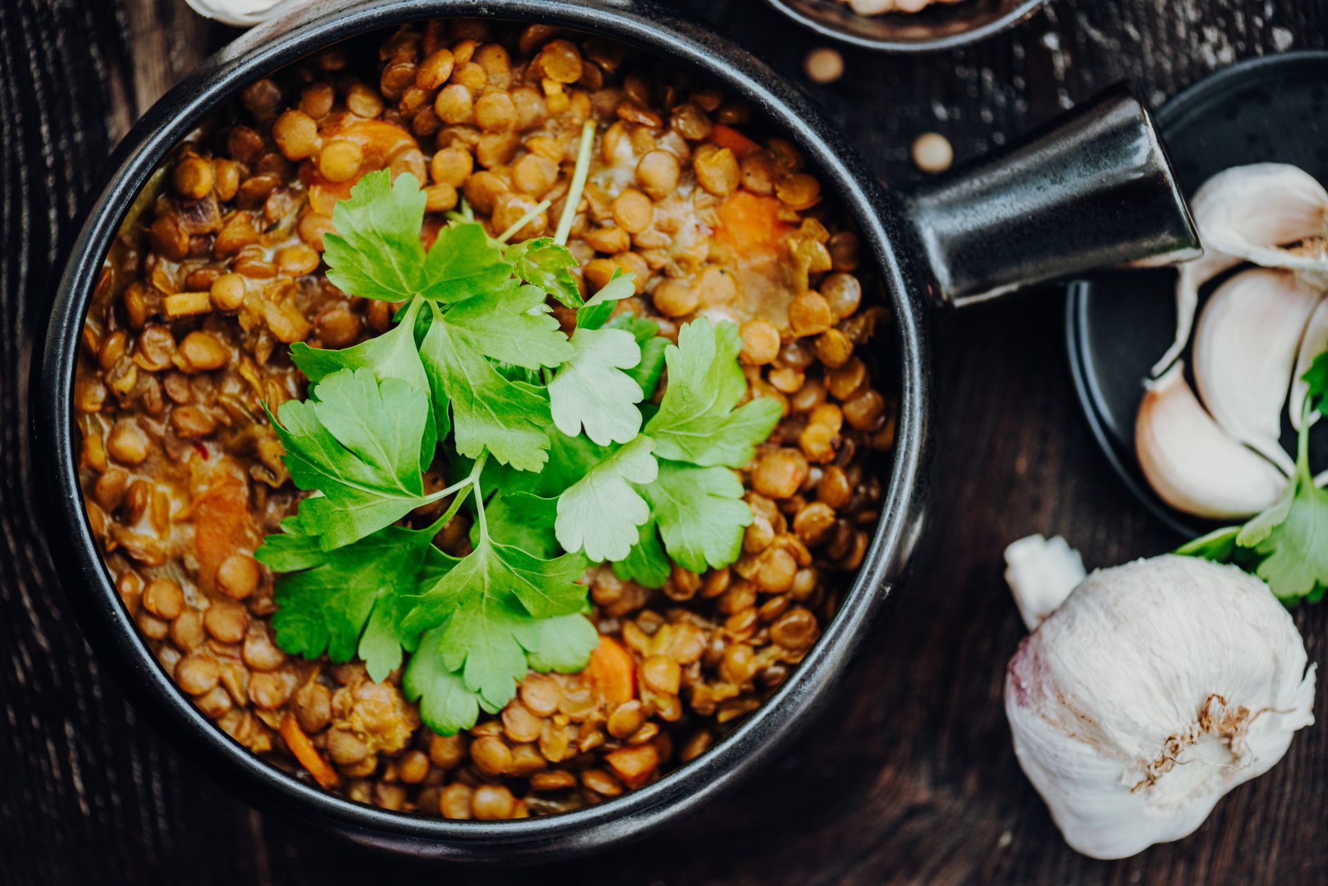 Lentil in a pan on a stovetop