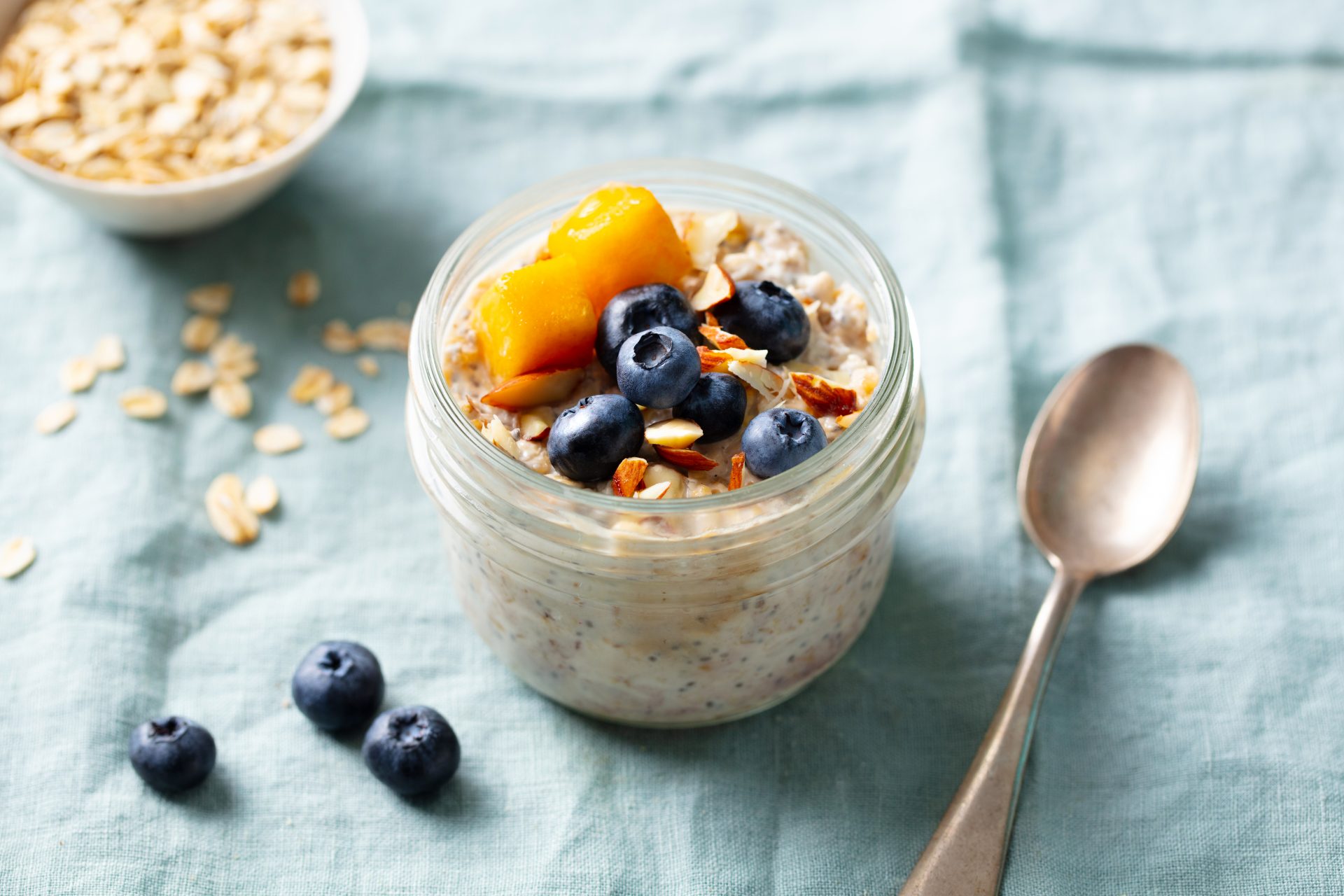 Overnight oats in a jar with fruit
