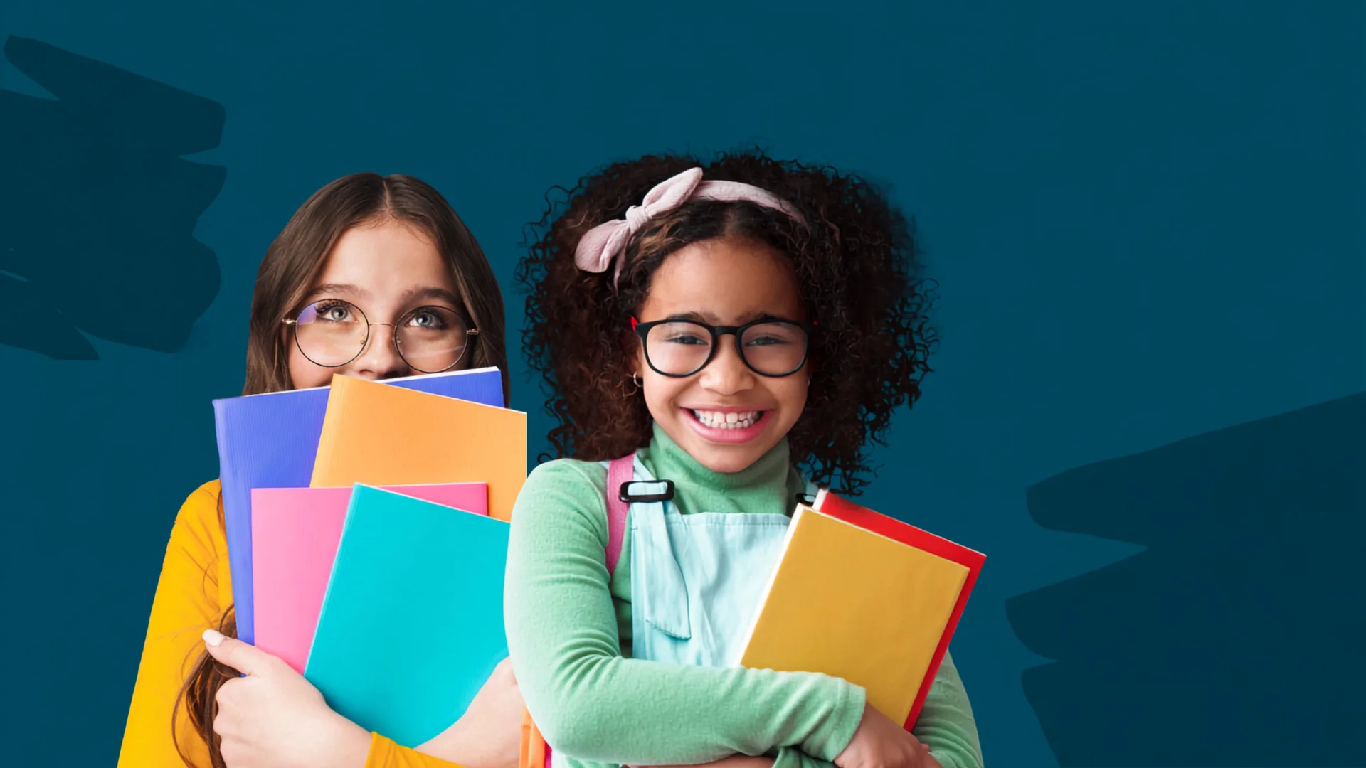 Photo of two girls with back to school supplies