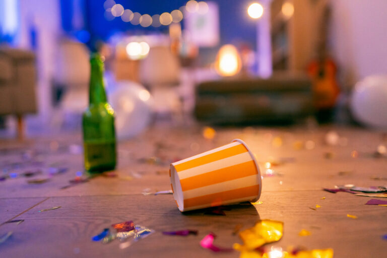 Messy apartment after the party