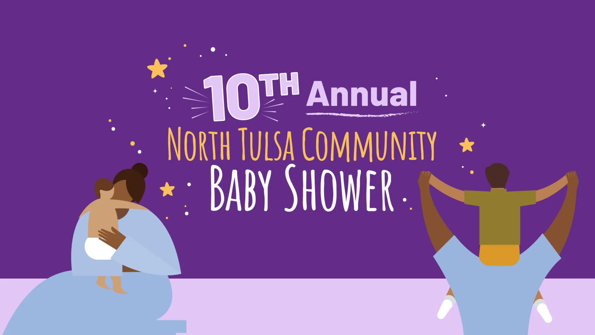 Graphic shows text that reads 10th Annual North Tulsa Community Baby Shower.