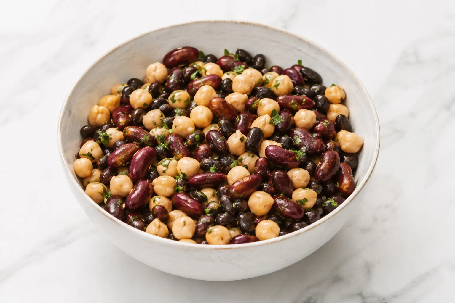 Four bean salad in bowl
